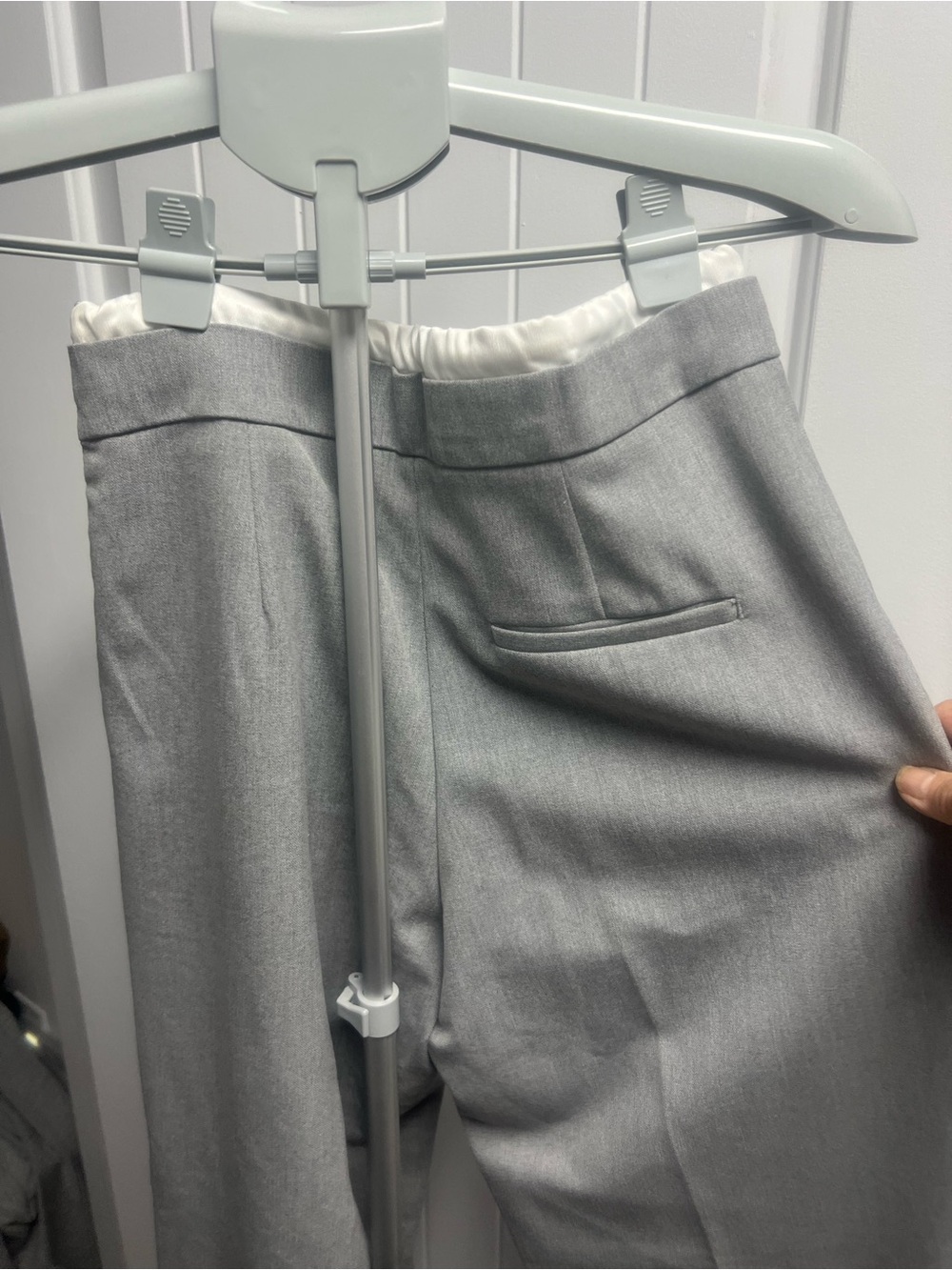 Zara Grey Wide Leg Pants White Satin Waist Detail XS 24 - Picture 4 of 6